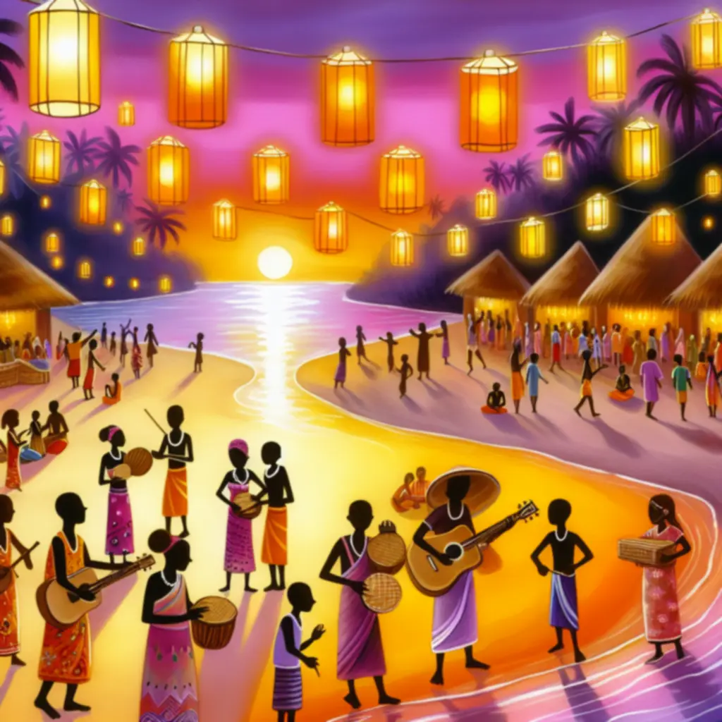 Festyn na plaży z lampionami i muzyką