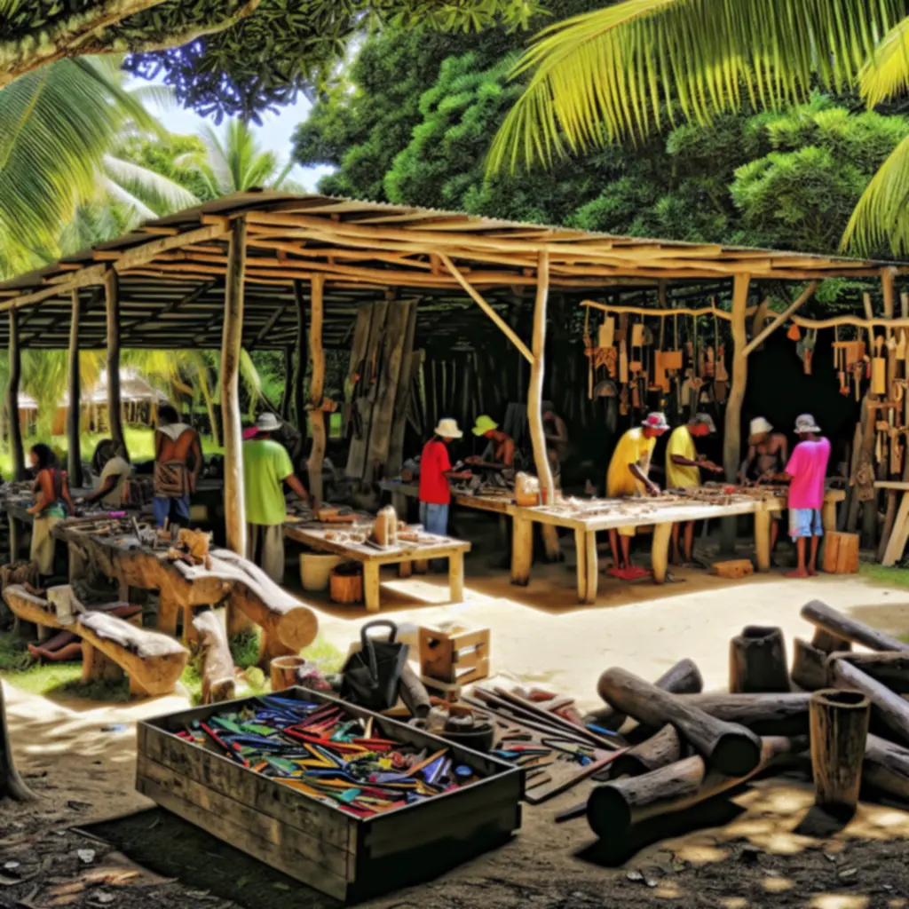 Warsztat rzemieślniczy na świeżym powietrzu z tropikalnymi elementami