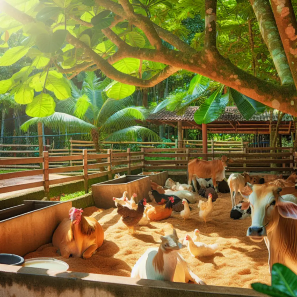 Zagroda ze zwierzętami na tropikalnej farmie w Spirit of the Island.