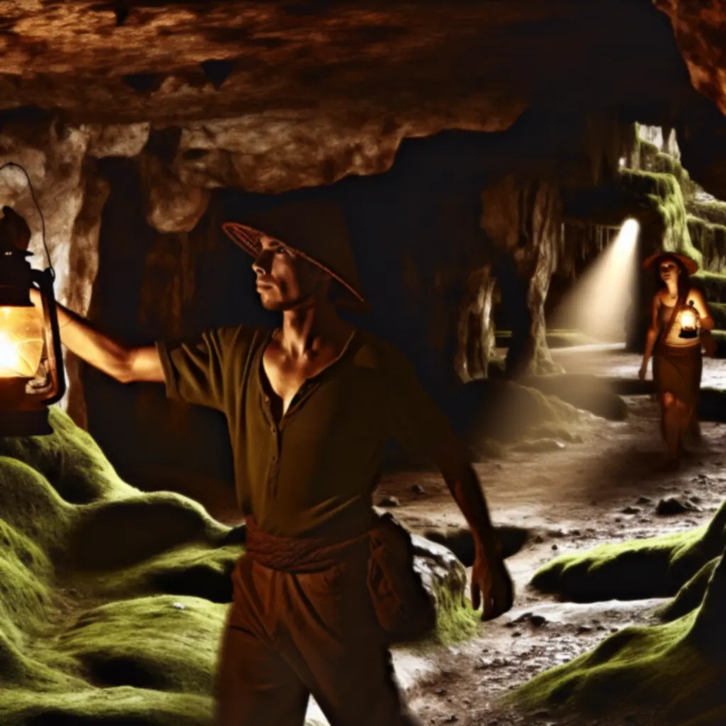 Dwóch graczy eksploruje jaskinię na tropikalnej wyspie